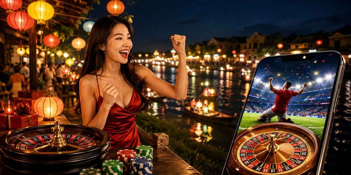 Người dùng theo dõi thể thao và giải trí tại chợ đêm Hội An